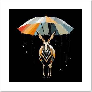 Gemsbok Rainy Day With Umbrella Posters and Art